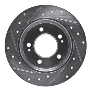 Hyundai Elantra Coupe Brake Rotor (1) - Rear Right - R1 Concepts - Drilled & Slotted - Silver - `11-`25